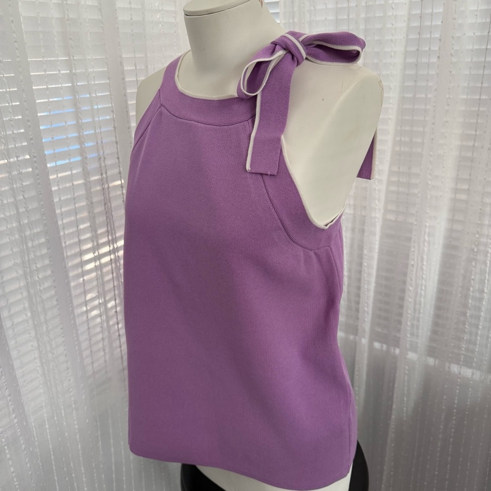 Ann Taylor Lilac Tie-Shoulder Sweater Tank Top Size L